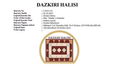 Dazkırı Belediyesi Dazkırı halısını tescillettirdi 