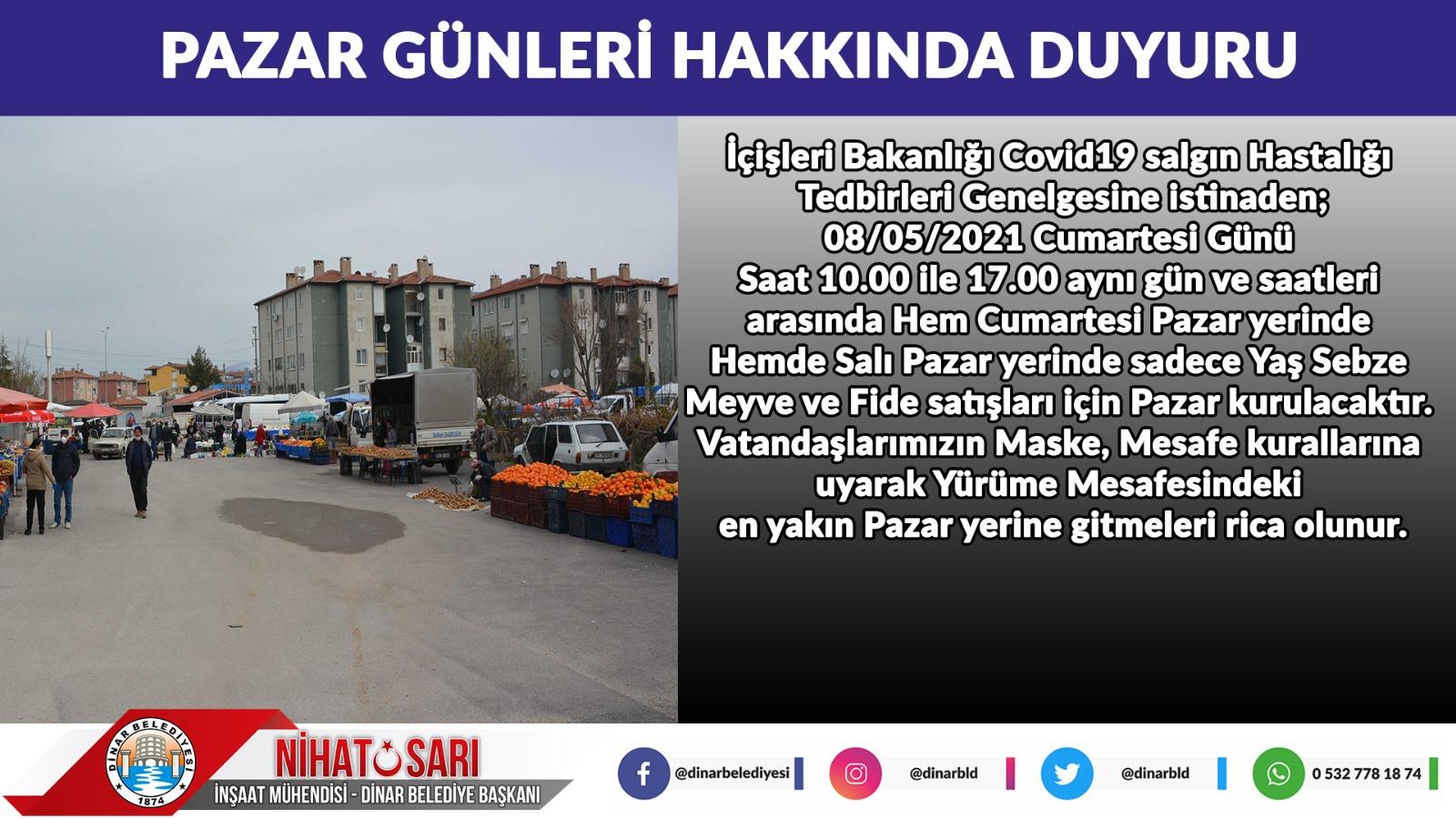 Dinar’da Pazar Günleri hakkında duyuru