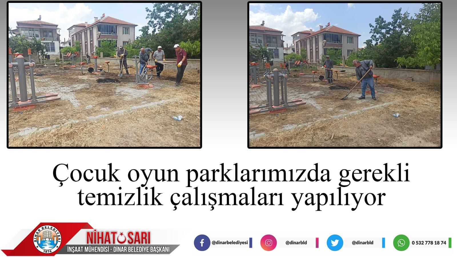 Çocuk oyun parklarımızda gerekli temizlik çalışmaları yapılıyor