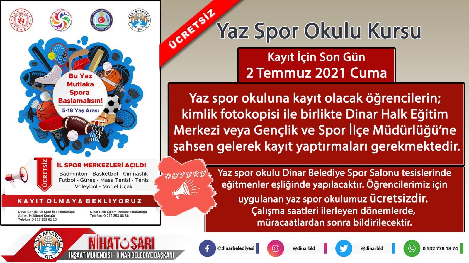 Yaz Spor Okulu Başlıyor