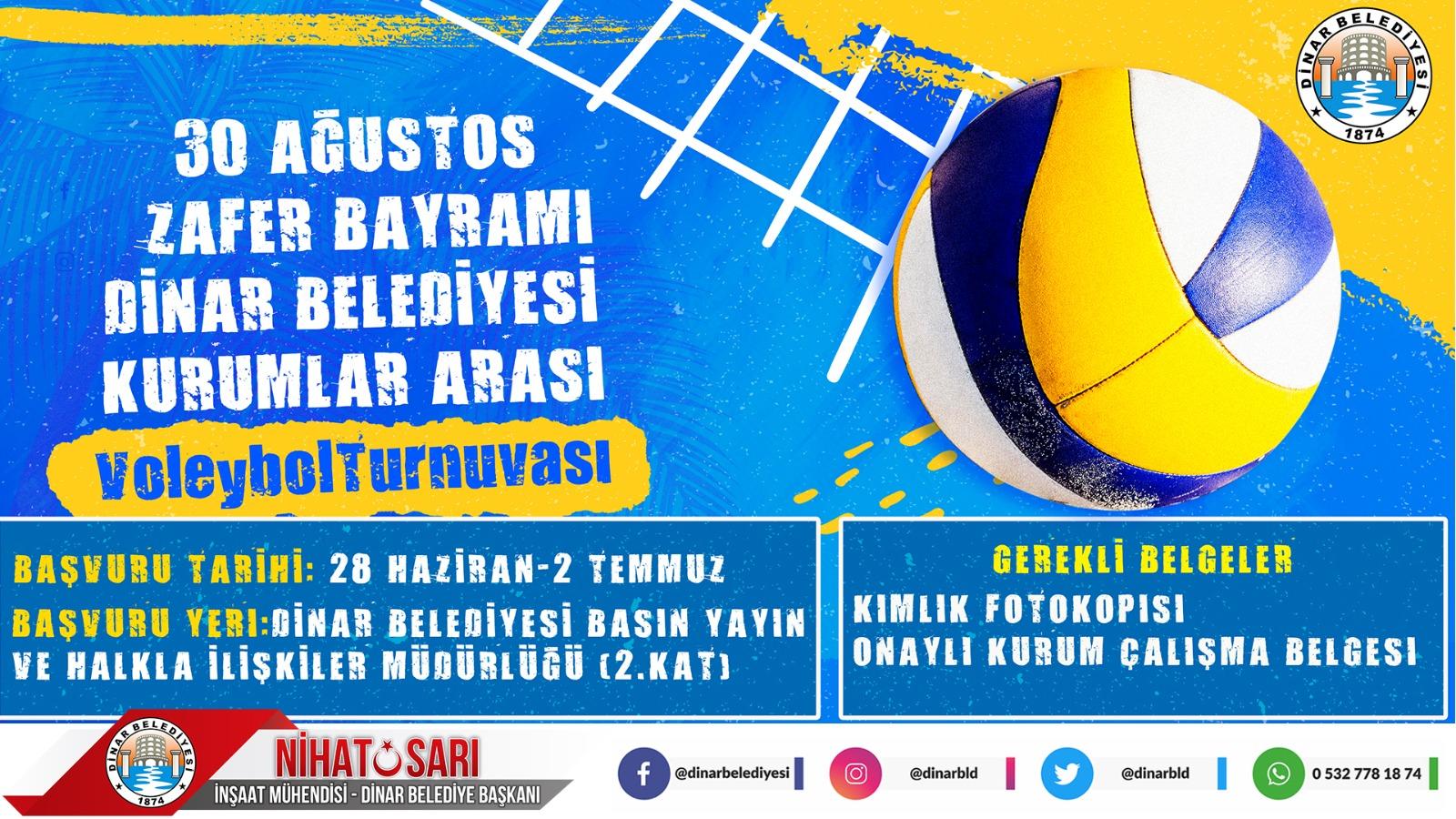 Dinar Belediyesi Spor Kulübü işbirliği ile Kurumlar Arası Voleybol Turnuvası düzenlenecek