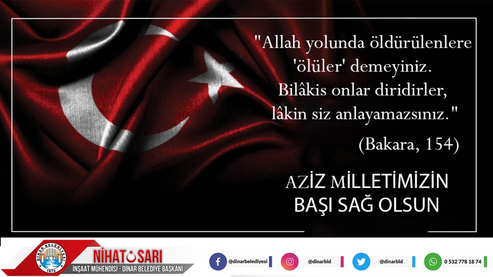 Başkan Sarı’dan Şehitlerimiz için Başsağlığı mesajı