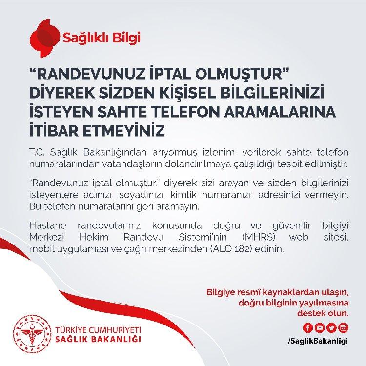 Sağlık Bakanlığı dolandırıcılığa karşı uyardı