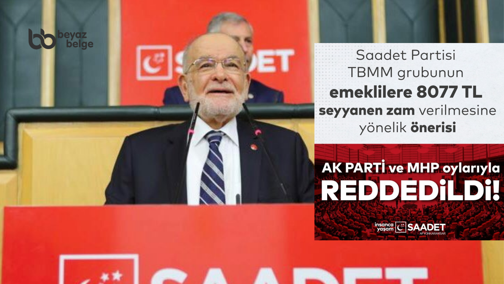 Emekliye seyyanen zam teklifi AKP ve MHP tarafından reddedildi