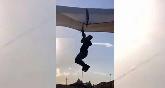 Pazarcı, uçan çadırla beraber metrelerce havaya yükseldi