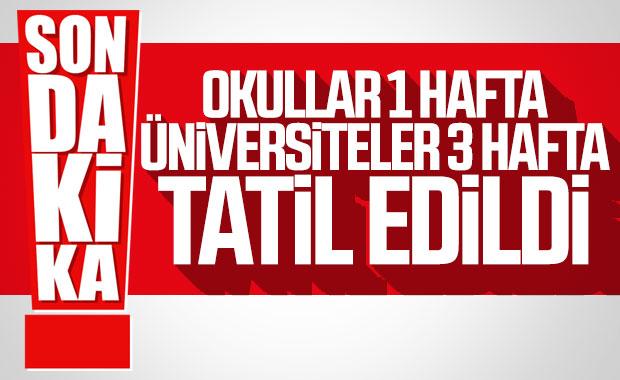 İLK, ORTA VE LİSELER 1 HAFTA TATİL