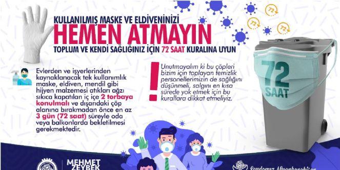 KULLANILMIŞ MASKE VE ELDİVENLERİ HEMEN ATMAYIN