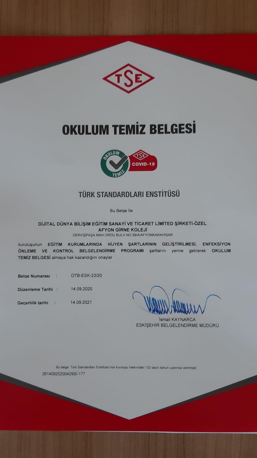 Özel Afyon Girne Koleji Öğrencileri için tüm tedbirleri aldı