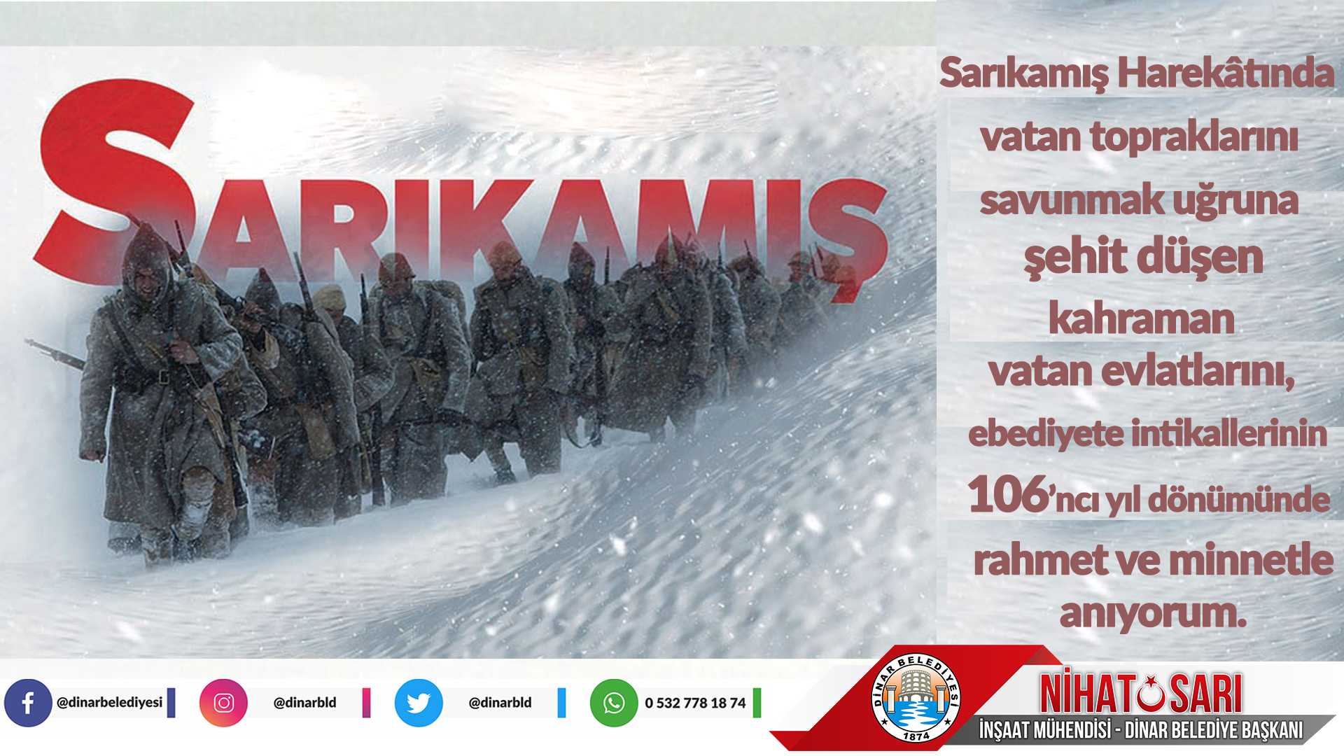 Başkan Sarı'dan Sarıkamış Şehitlerini Anma Mesajı