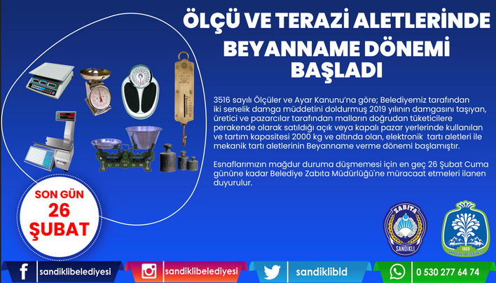 Ölçü ve tartı aletlerinde beyanname başladı